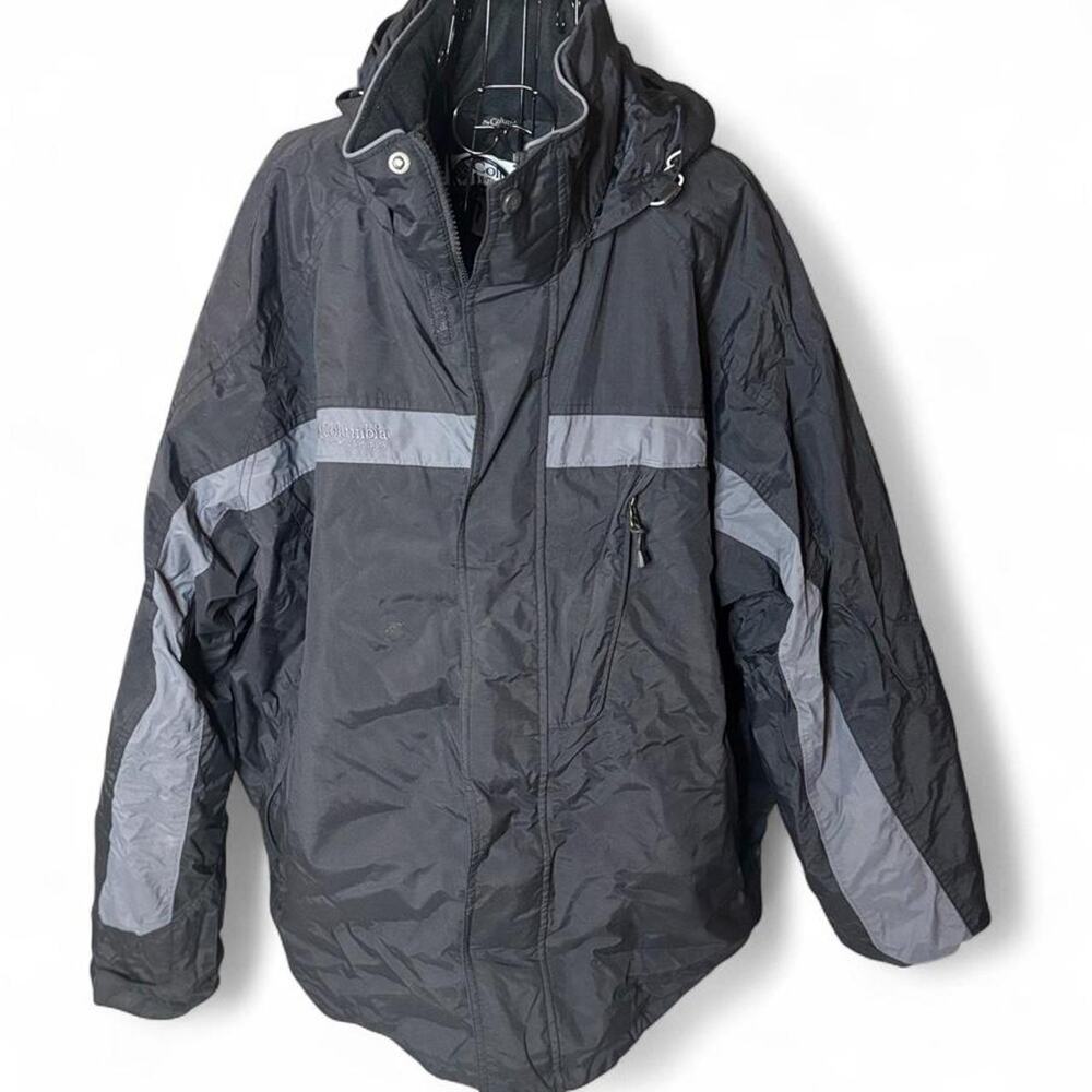 Columbia Men's XXL Vintage Fleece Lined Jacket Black Gray Hooded